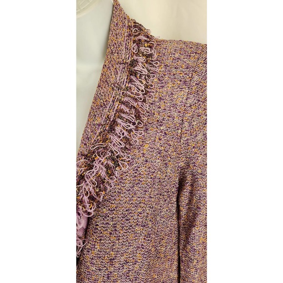 St.John Collection Purple Fringed Edges Knit Jacket 4 - Picture 3 of 7